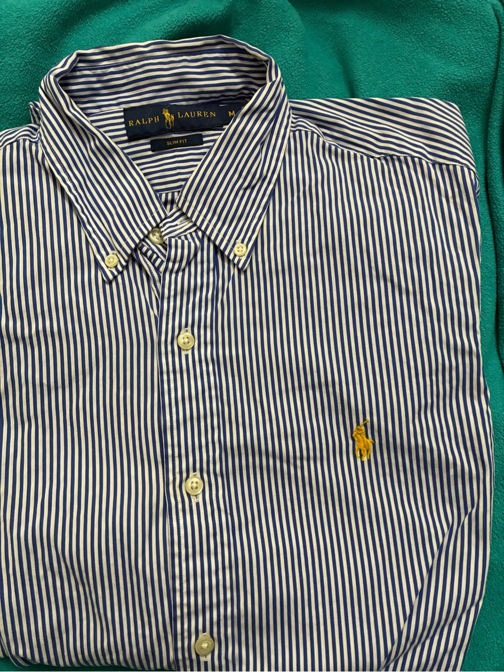 Ralph Lauren Blue & White Striped Slim Dress Shirt - Picture 2 of 3